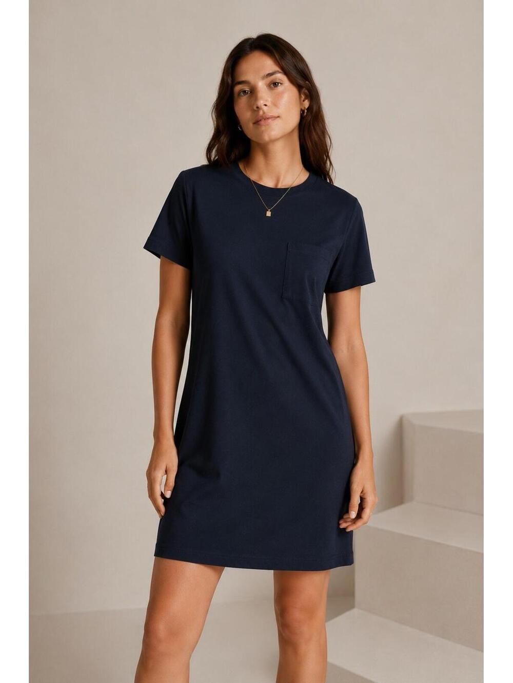 Quince Women's Black 100% Organic Cotton Relaxed T-Shirt Dress sz XS NWOTMini